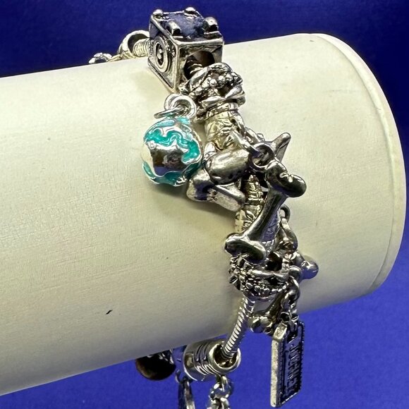 Pandora-Style “World Traveler” Theme Charm Bracelet - Picture 6 of 9